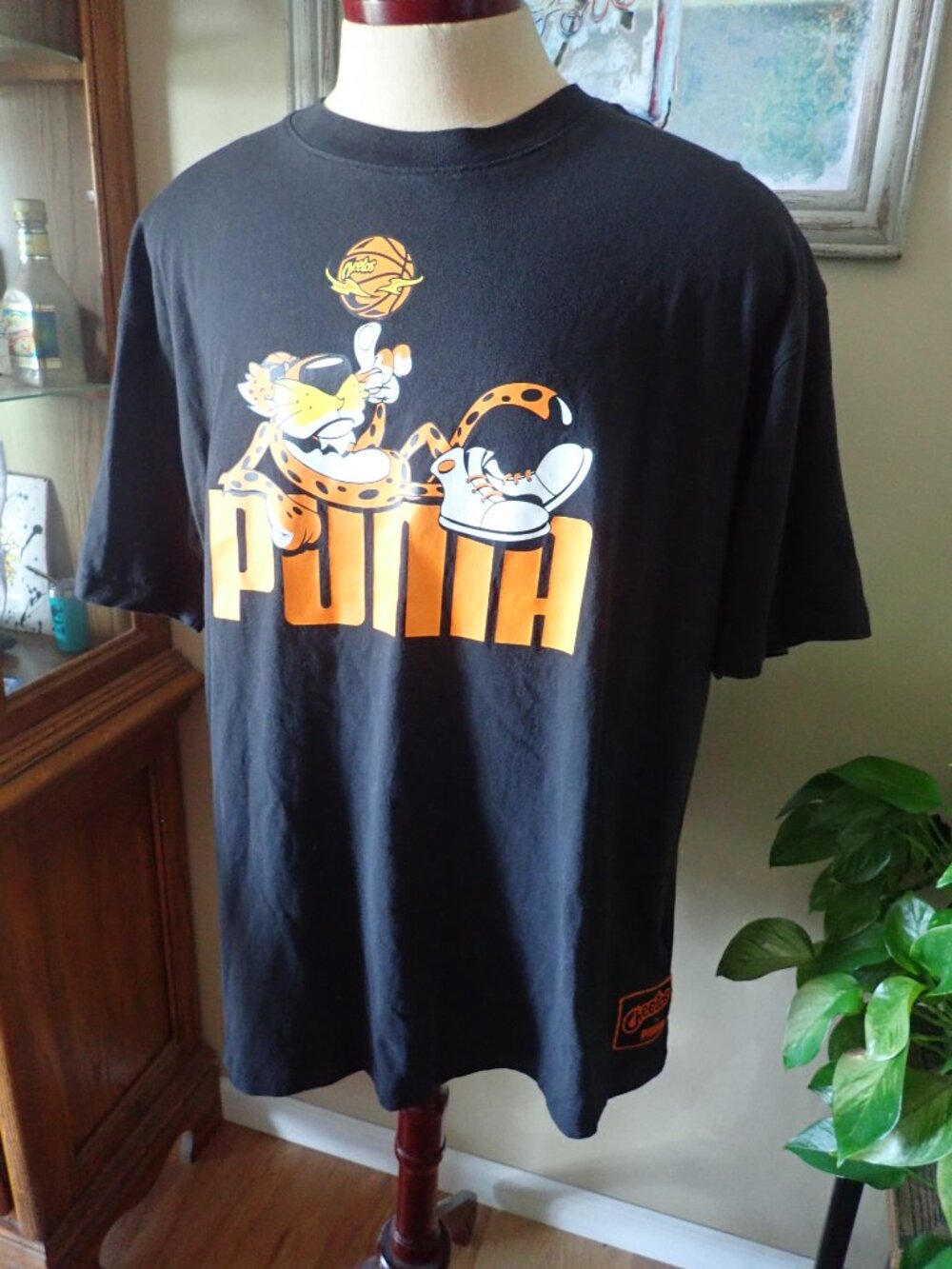 Puma Hoops x Cheetos Men's Tee II 625873-01 Black Chester Cheetah Sz XXL